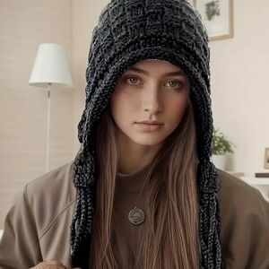Black Knit Hat for Women